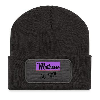 GELIEBTE. VIELEN DANK - Recycelte Patch Beanie - Dunkelgrau - Vorne