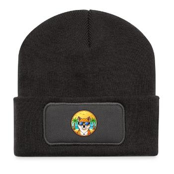 Shih Poo Hunderasse Cartoon Sonnenbrille Strand - Recycelte Patch Beanie - Dunkelgrau - Vorne