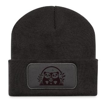 Pandas Family - 2 parents 1 child - Recycled Patch Beanie - dark grey - Front