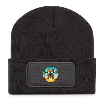 Deutsche Bracke Hunderasse Cartoon Sonnenbrille Strand - Recycelte Patch Beanie - Dunkelgrau - Vorne