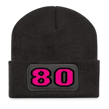 80. 80 JAHRE. 80-JÄHRIGES JUBILÄUM. 80. GEBURTSTAG. - Recycelte Patch Beanie - Dunkelgrau - Vorne