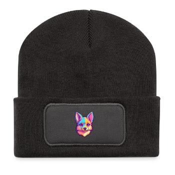 Alaskan Klee Kai Hunderasse Karikatur Kawaii Illustra - Recycelte Patch Beanie - Dunkelgrau - Vorne
