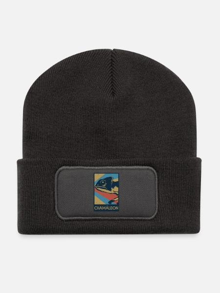 Farbwechselndes Chamäleon Madagaskar - Recycelte Patch Beanie - Dunkelgrau