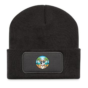 Ariege Pointer Hund Rasse Cartoon Sonnenbrille Strand - Recycelte Patch Beanie - Dunkelgrau - Vorne