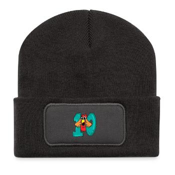 10 anniversaire - oiseau perroquet avec le numéro 10 - Beanie recyclé à patch - charbon - Devant