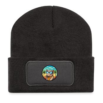 Tapir Lustige Cartoon Sommer Strand Sonnenbrille Cool - Recycelte Patch Beanie - Dunkelgrau - Vorne