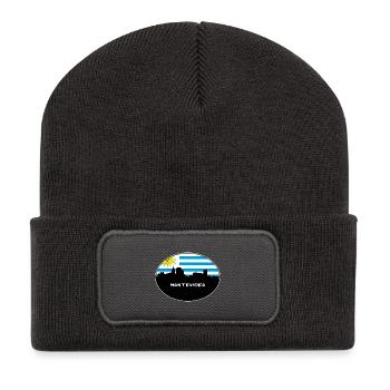 Montevideo-Uruguay-Flaggen-Skyline-Schattenbild-Reise - Recycelte Patch Beanie - Dunkelgrau - Vorne