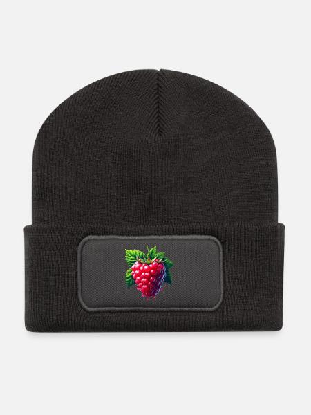 Framboise feuillu coulante - Beanie recyclé à patch - charbon
