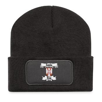 Serbe de naissance. Rome par la grâce de Dieu. - Beanie recyclé à patch - charbon - Devant