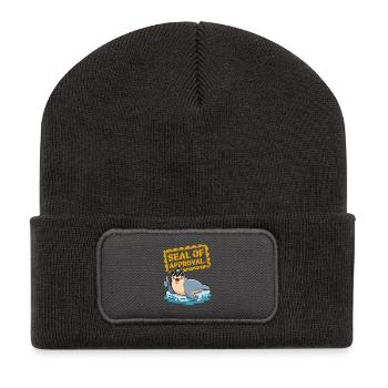 Gütesiegel - Recycelte Patch Beanie - Dunkelgrau - Vorne
