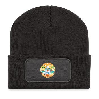 Möwe Lustige Cartoon Sommer Strand Sonnenbrille - Recycelte Patch Beanie - Dunkelgrau - Vorne