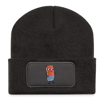 Bürogummi - Recycelte Patch Beanie - Dunkelgrau - Vorne