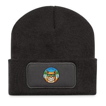 Eurasian Lynx Cat Breed Cartoon Lunettes de soleil Beach - Beanie recyclé à patch - charbon - Devant