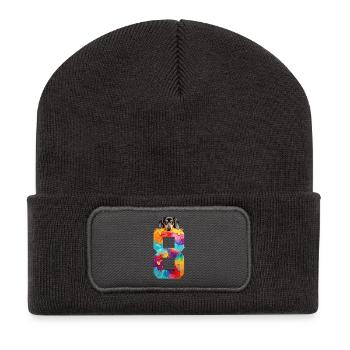 HUND 8 JAHRE DACKEL 8. GEBURTSTAG - Recycelte Patch Beanie - Dunkelgrau - Vorne
