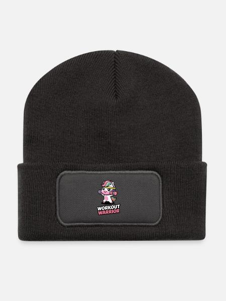 Workout Krieger - Recycelte Patch Beanie - Dunkelgrau