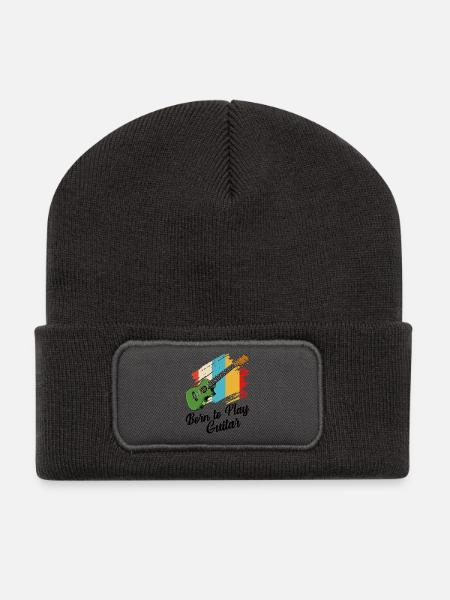 Gitarre - Recycelte Patch Beanie - Dunkelgrau