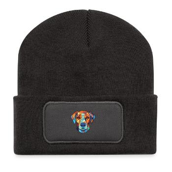 Billy Dog Breed Bunte Aquarell-Illustration - Recycelte Patch Beanie - Dunkelgrau - Vorne