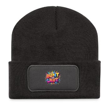 Bund und Laut - Recycelte Patch Beanie - Dunkelgrau - Vorne