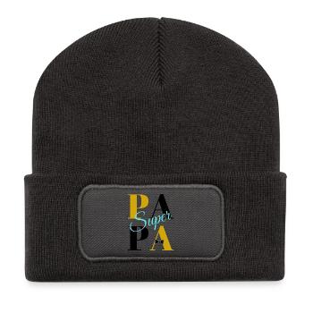 Super Papa - Recycelte Patch Beanie - Dunkelgrau - Vorne