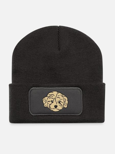 Doodle Puppy - Recycelte Patch Beanie - Dunkelgrau