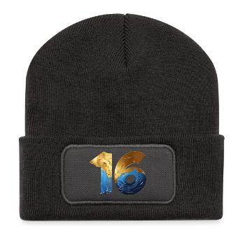 NO. 16 NUMBER 16 COOL 16TH BIRTHDAY - Recycled Patch Beanie - dark grey - Front