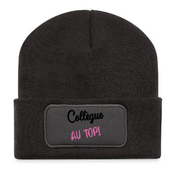 COLLEGUE. HUMOUR. RETRAITE. RETRAITE. RETRAITEE - Beanie recyclé à patch - charbon - Devant