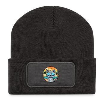 Australische Nebelkatzenrasse Cartoon Sonnenbrille Strand - Recycelte Patch Beanie - Dunkelgrau - Vorne