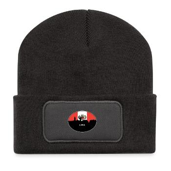 Lima-Peru-Flaggen-Skyline-Schattenbild-Reise - Recycelte Patch Beanie - Dunkelgrau - Vorne