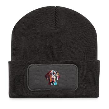 Deutsch Kurzhaar Hund Rasse Aquarell - Recycelte Patch Beanie - Dunkelgrau - Vorne