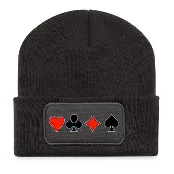 Las Vegas Cards with glowing Outline - Recycelte Patch Beanie - Dunkelgrau - Vorne