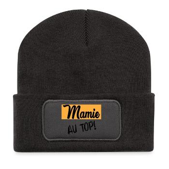 Oma - Recycelte Patch Beanie - Dunkelgrau - Vorne