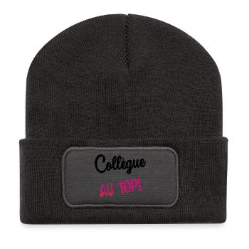 COLLEGUE. HUMOUR. RETRAITE. RETRAITE. RETRAITEE - Beanie recyclé à patch - charbon - Devant