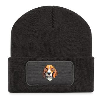 Beagle Harrier Hunderasse Cartoon Kawaii Illustrati - Recycelte Patch Beanie - Dunkelgrau - Vorne
