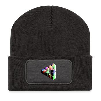 Kuben Lichtspiel Farbrauschen - Recycelte Patch Beanie - Dunkelgrau - Vorne