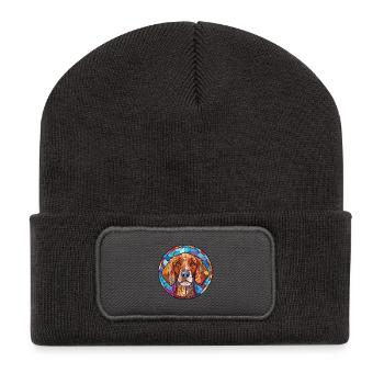 Brikett Griffon Vendeen Hunderasse Aquarellglas - Recycelte Patch Beanie - Dunkelgrau - Vorne