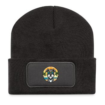 Deutscher Wachtelhund Hunderasse Cartoon Sonnenbrille - Recycelte Patch Beanie - Dunkelgrau - Vorne