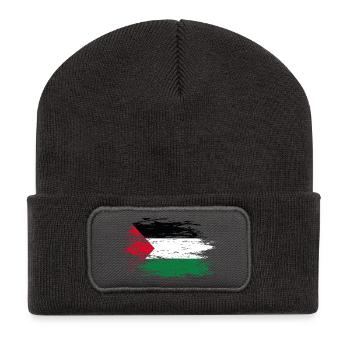 Palästina Flagge used - Recycelte Patch Beanie - Dunkelgrau - Vorne