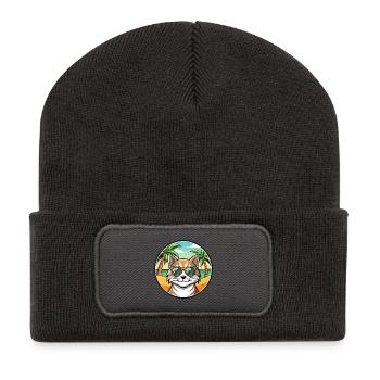 Siberian Cat Breed Cartoon Sunglasses Beach - Recycled Patch Beanie - dark grey - Front
