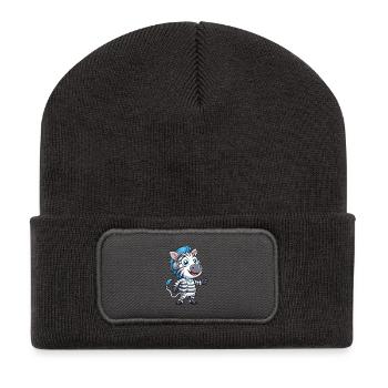 Zebra Lustige Zeichentrickfigur Kopfhörer Musik - Recycelte Patch Beanie - Dunkelgrau - Vorne