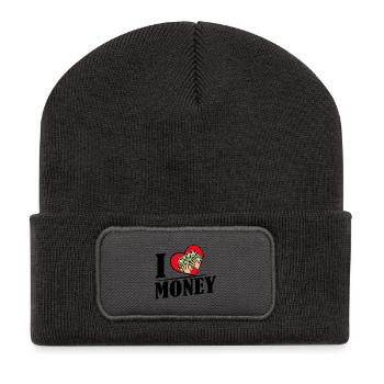 I love Money - Herz mit Geldscheinen - Recycelte Patch Beanie - Dunkelgrau - Vorne