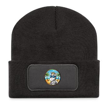Zebra Lustige Cartoon Sommer Strand Sonnenbrille Cool - Recycelte Patch Beanie - Dunkelgrau - Vorne