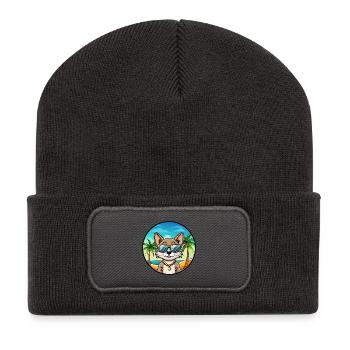 Brasilianisch Kurzhaar Katzenrasse Cartoon Sonnenbrille - Recycelte Patch Beanie - Dunkelgrau - Vorne