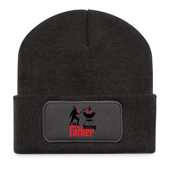 Feuriger Fechtmeister Grillabend - Recycelte Patch Beanie - Dunkelgrau - Vorne