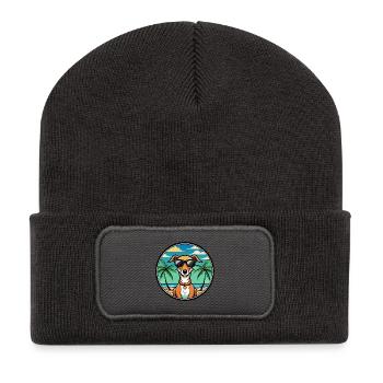 Azawakh Dog Breed Cartoon Sunglasses Beach - Recycled Patch Beanie - dark grey - Front