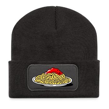 Spaghetti mit Tomaten - Recycelte Patch Beanie - Dunkelgrau - Vorne