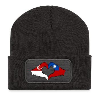 Singapore Taiwan Hands Heart Shape - Recycled Patch Beanie - dark grey - Front