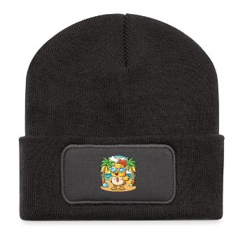 Huhn Lustige Cartoon Sommer Strand Sonnenbrille - Recycelte Patch Beanie - Dunkelgrau - Vorne