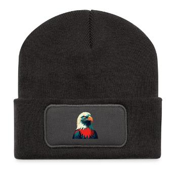Adler Zeichentrickfigur Buntes Haustier Tier - Recycelte Patch Beanie - Dunkelgrau - Vorne