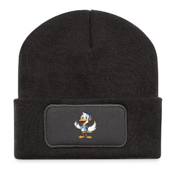 Pelican Funny Cartoon Character Musique de casque - Beanie recyclé à patch - charbon - Devant