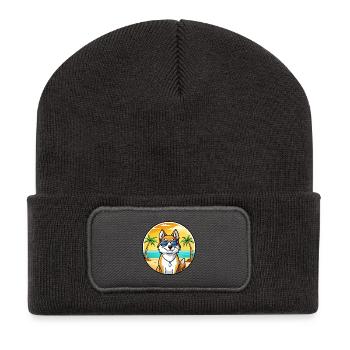 Lunettes de soleil de dessin animé Laika Dog Breed de Sibérie occidentale - Beanie recyclé à patch - charbon - Devant